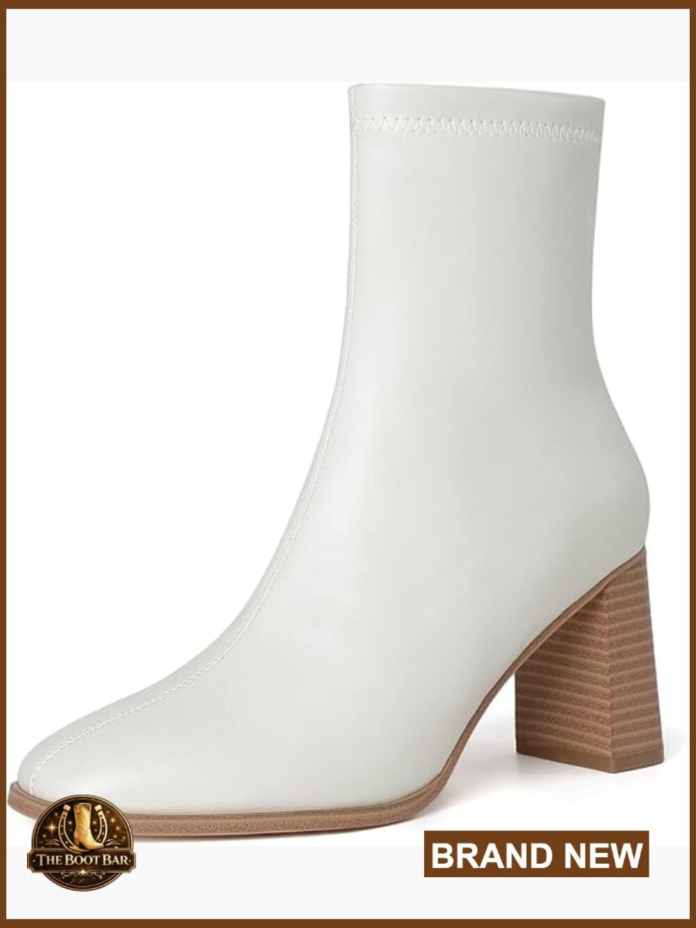 Chunky Block Heel Ankle Boots Square Toe Side Zipper Women Short Booties